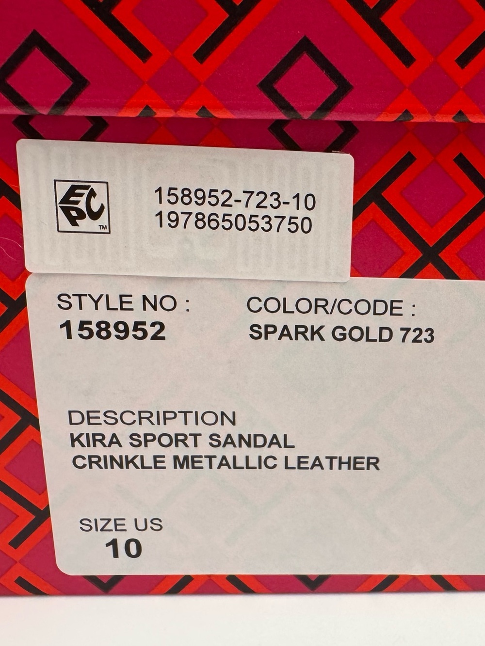 Tory Burch Kira Sport Sandal Crinkle Metallic Leather in Sparkle Gold - Picture 10 of 10